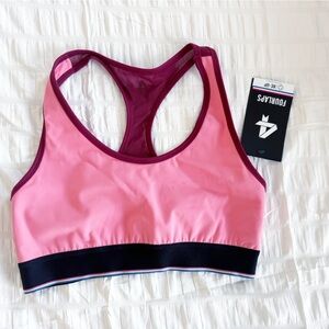 NWT Fourlaps Strawberry Red Velvet Sports Bra Pink Red Size Small